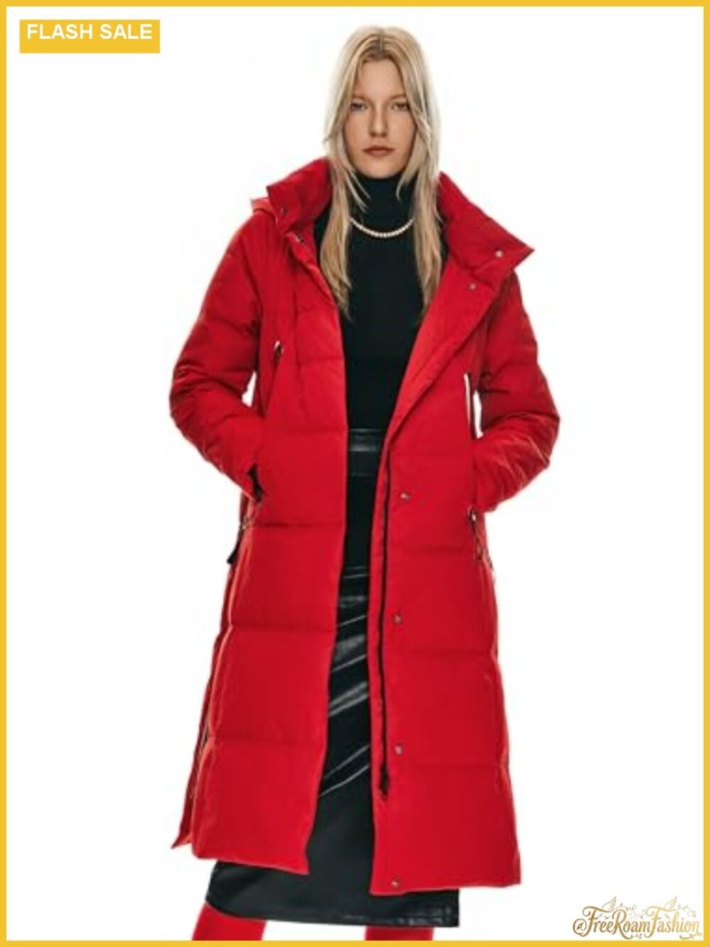 Orolay Long Down Jacket Hooded Puffer Coat with Side Zipper